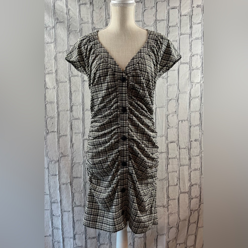 Ganni Size:40 Mini Dress Plaid Stretch Lightweight Multi Color - Picture 8 of 10
